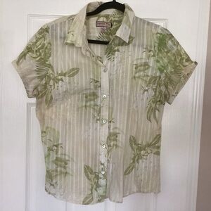 Jamaica Bay Palm Print Blouse Size Large
